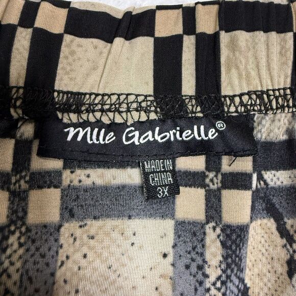 Mlle Gabrielle Tan Black Print Travel Knit Skirt Women's Size 3x Business Casual - Picture 3 of 15